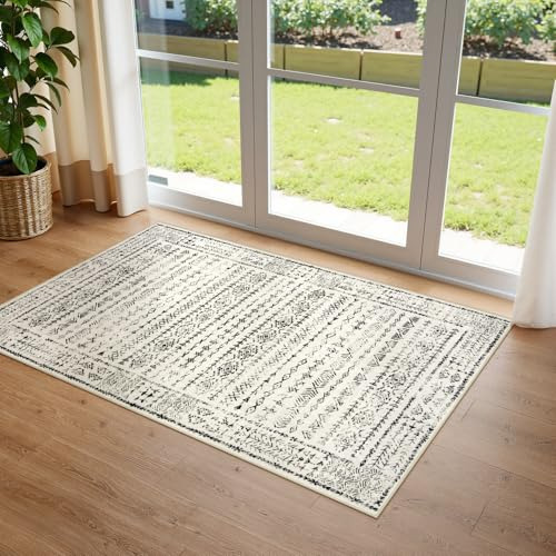 Tapetes De Área Boho Lavables De 3x5 Para La Entrada, Beige