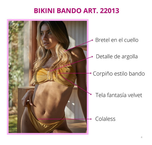 Imagen 2 de 7 de Bikini Andressa Art. 22013 Bando Con Argolla Tela Gamuza