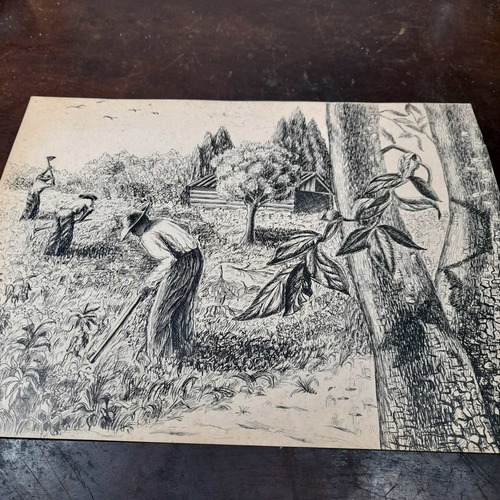 Imagem 1 de 8 de Pintura Desenho Bico De Pena Nanquim Antigo Sem Moldura