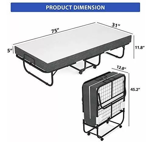 Foxemart Cama plegable con colchón, camas plegables portátiles para  invitados, camas plegables tamaño cuna, camas plegables para adultos con  colchón