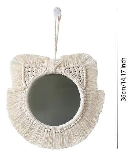 Espejo De Pared Colgante De Macramé, Espejo Cosmético Para