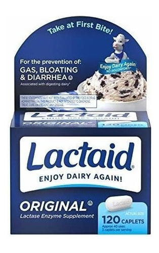 Lactaid Original Strength Lactase Enzyme Caplets, 120 Count