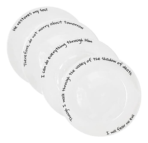 Platos Llanos De Porcelana Chitchat Ware, 4 Piezas De Plato 