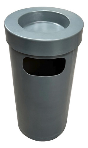 Bote De Basura Cilindrico 80l Con Cenicero/macetero Exterior Color Gris