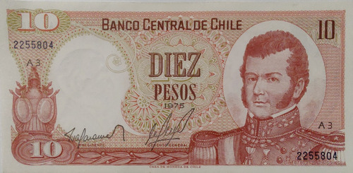 Billete Chile 10 Pesos 1975 Barahona Molina (bb158