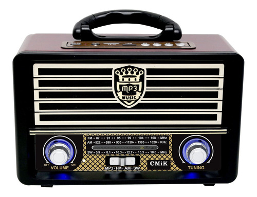 Radio Vintage Am Fm Usb Sd Y Bluetooth Recargable  (mk113) -