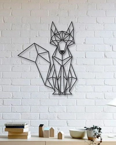 Figura Geométrica Zorrito Animal | Cuadro Pared Decoración