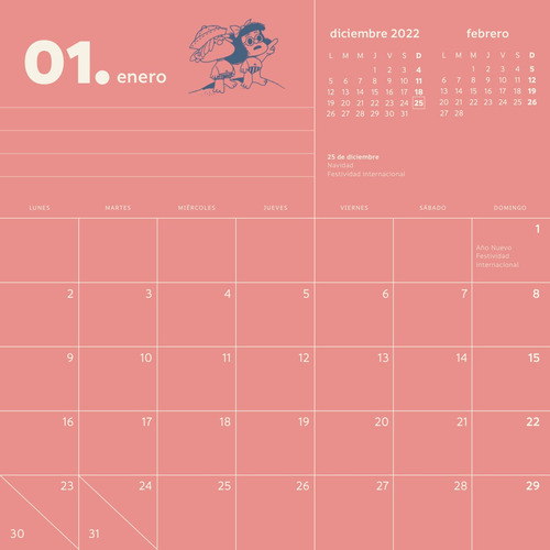 Imagen 2 de 4 de Calendario De Pared Mafalda 2023