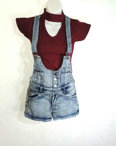 Jardinera Short Demin Con Pechera 