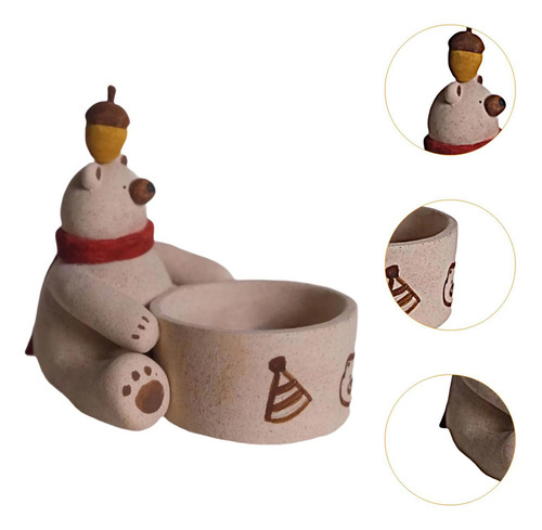 Candelabro Con Escultura De Oso, Soporte Para Velas, Mesa De