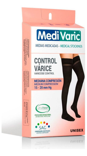 Media Muslo Unisex Opaca 15-20 Medivaric Talla L Negro