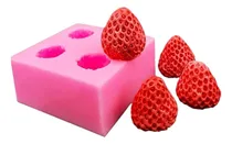 Comprar Molde Silicona Frutilla 3d X4 Fondant Porcelana Vela Color Rosa