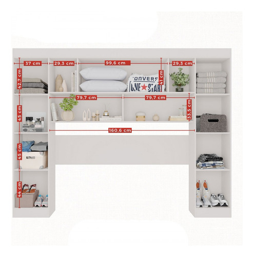 Guarda-roupa Solteiro Modulado Zurique 4 Portas Branco