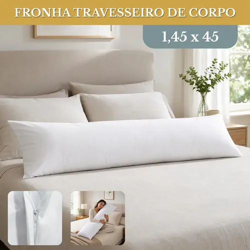 Fronha Para Travesseiro De Corpo Xuxão 1,45x45 Algodão Clássico Super Macio Protetor Cor Branco - R$ 24,5