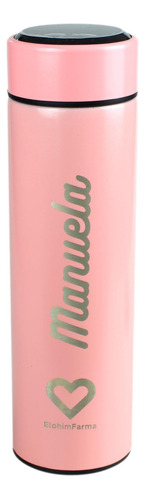 Garrafa Térmica Aço Inox Personalizada Led Digital - 500ml Cor Rosa-pálido