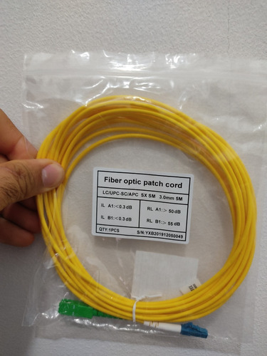 Patch Cord Cordão Lc-upc Sc-apc Single Mode 3.0mm 5m