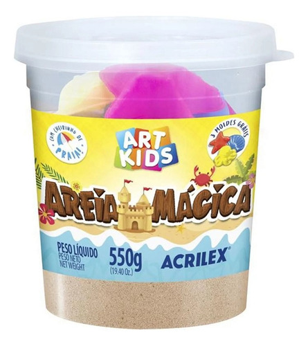 Areia Mágica Acrilex Natural 550g Massinha Modelar Art Kids