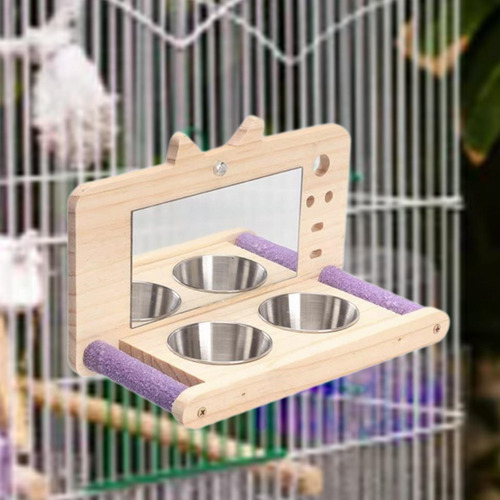 Perca De Loro De Pájaros, Accesorios De Jaula Con Tazas De