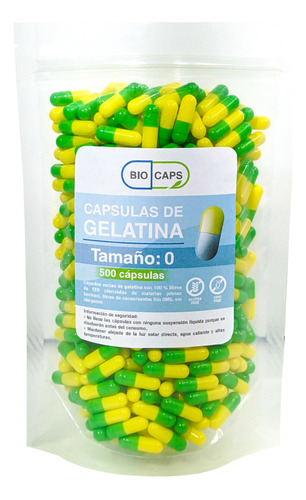 Capsulas Vacias De Gelatina Verde/amarillo Nro 0 (500 Und)