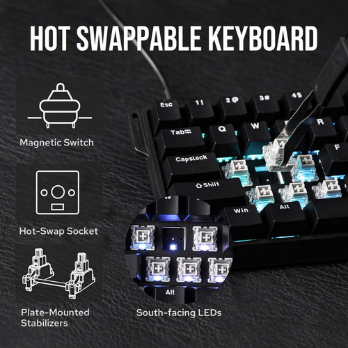 Epomaker Aula Win68 He Magnetic Keyboard Con Actuación Ajust