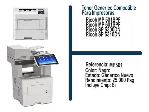 Tóner Generico Para Ricoh Aficio Mp 501spf Mp 601spf Sp5300