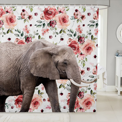 Erosebridal Cortina Baño Diseño Elefante 3d Tematica Animal