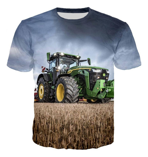 Camiseta De Manga Corta Con Estampado 3d De Tractor De Coche