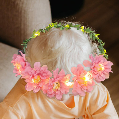 Diadema De Flores, Tocado De Corona Floral, Con Luz