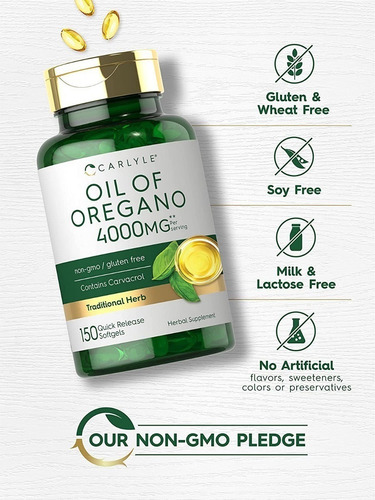 Aceite De Orégano 4000mg Potencia Máxima 150 Cápsulas Sabor Sin sabor