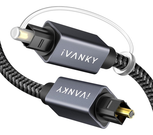 Cable De Audio Óptico Ivanky Largo De 1.83m, De Nailon, Gris