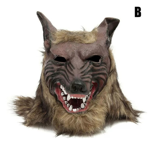 Q Disfraz De Halloween, Máscara De Látex Con Cabeza De Lobo