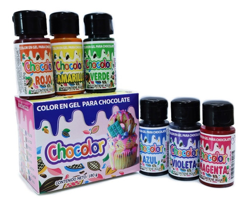 Kit  6 Colorantes Para Chocolate Gel Liposolubles