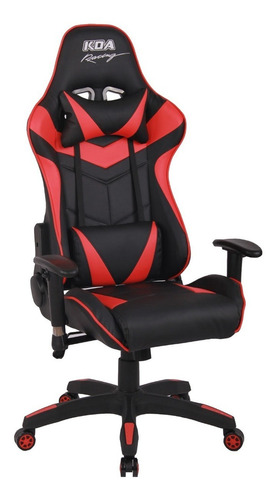 Silla de escritorio Koa Racing GAM610 gamer ergonómica  negra y roja con tapizado de cuero sintético