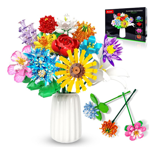 Kit Construcción Ramo Flores 1009 Pzas - 12 Uds