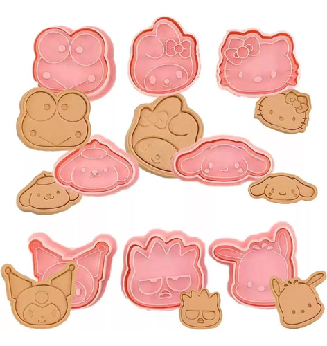 8 Cortador Galletas  Moldes Hello Kitty Rosa 