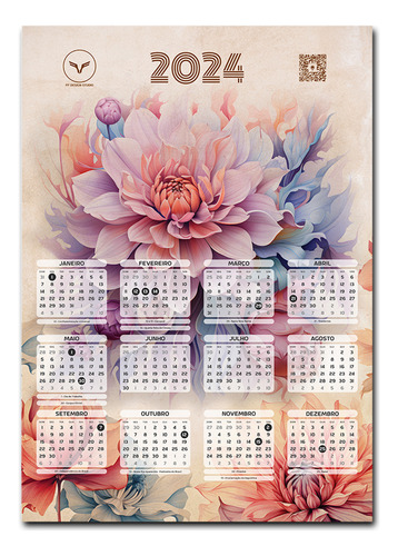 Calendário De Parede (cartaz) 2024 - Flores