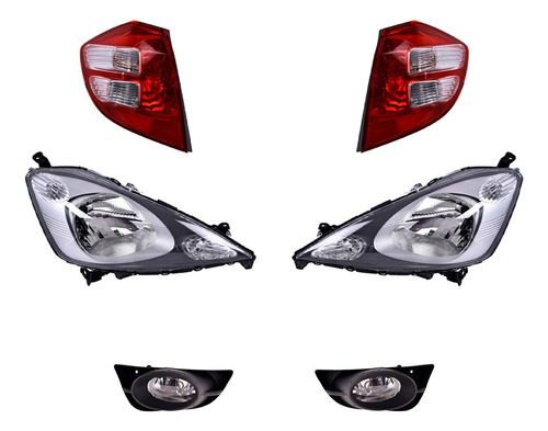 Paq Calaveras Y 4 Faros P/ Honda Fit 2009/2012 Depo