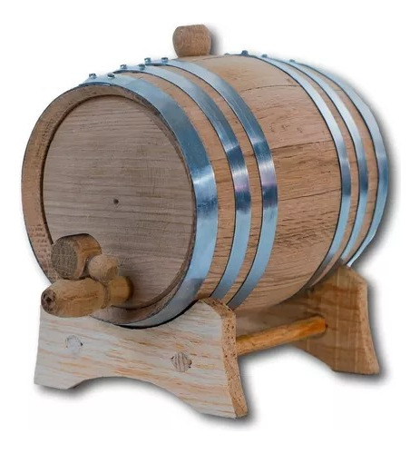 American Oak Barrel, 2 Liter, To Age Whiskey. Aros Plateados