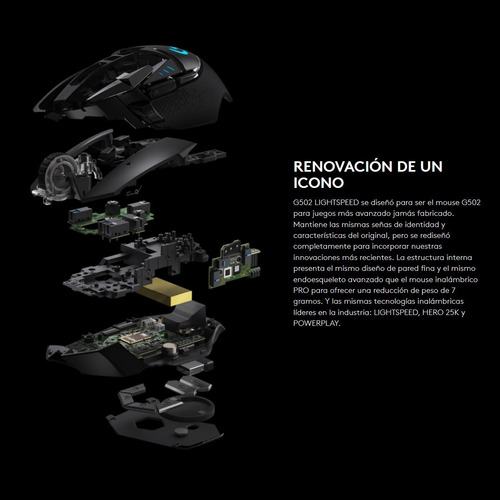 Imagen 4 de 8 de Mouse Gamer Inalámbrico Logitech G502 Lightspeed / 25600dpi