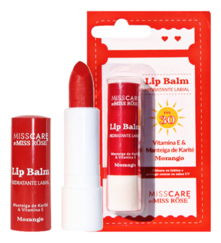 Lip Balm Hidratante Fps30 Morango Mr038 Miss Rose