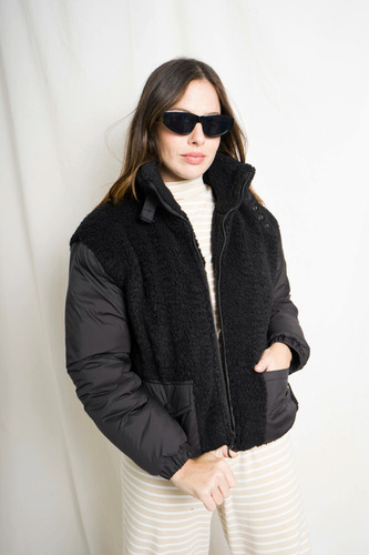 Campera Mujer Benka Dolly Cuello Alto Corderito Bolsillos