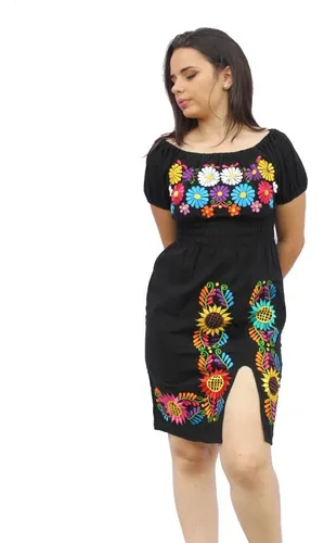 Vestido Bordado A Maquina Con Abertura En La Pierna Cuotas sin