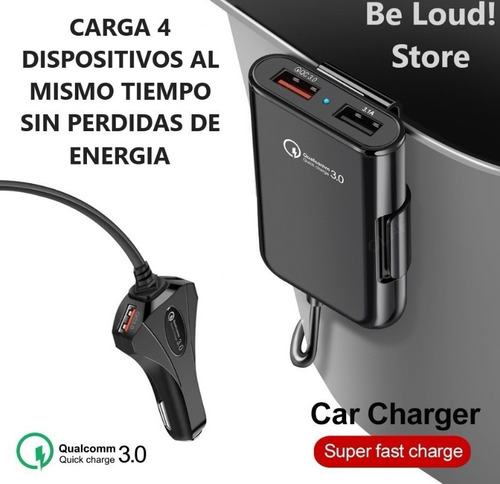 Turbo Cargador Para Auto Carga Rapida Qc 3.0 | 4 Puertos Usb