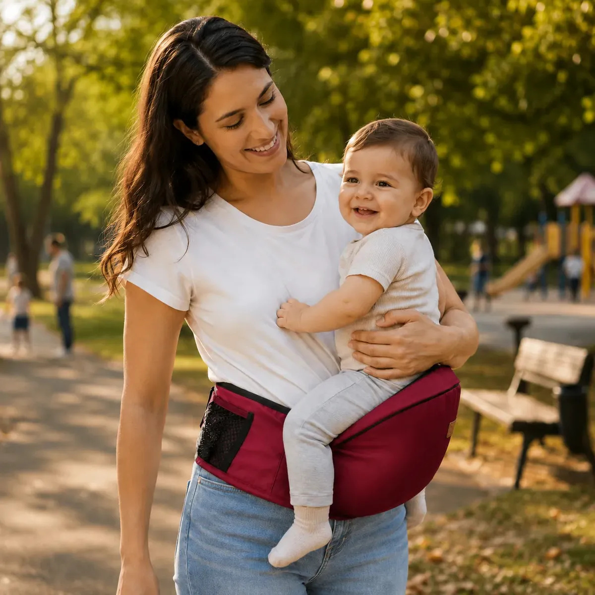 Canguru Ergonômico de Banquinho para Bebê Vermelho – Alminas