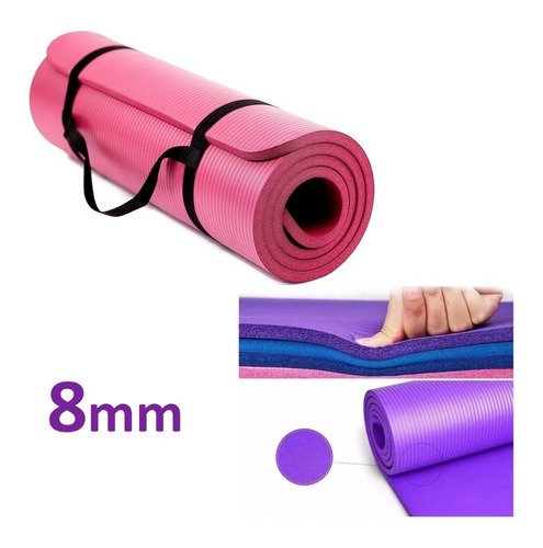 Mat Yoga 8mm Colchoneta Pilates Caucho Nbr 183x61 Calidad