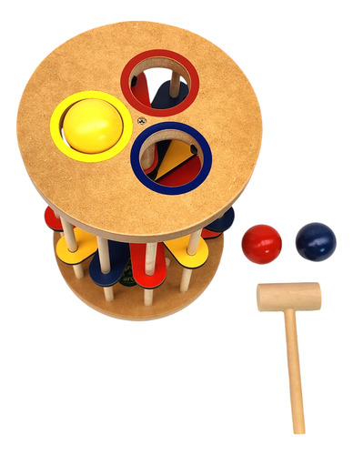 Juego Didáctico Banco Grande De Descarga Rulero Con Pelotas Color Multicolor