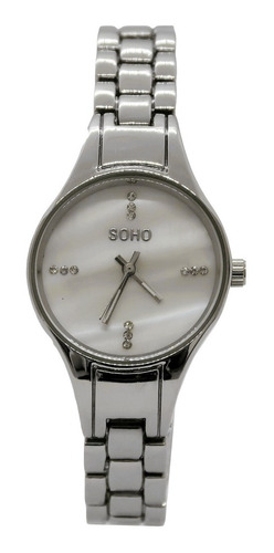 Reloj Pulsera Dama Analogico Malla Metal Strass Ch403 Soho