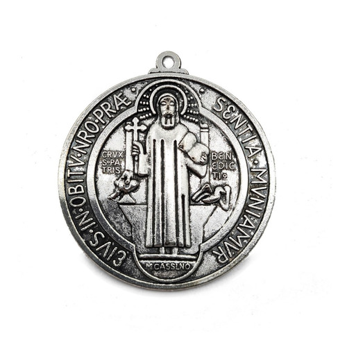 Medalla San Benito 45 Mm Plat. X 10 U. Collar, Pared, Santos