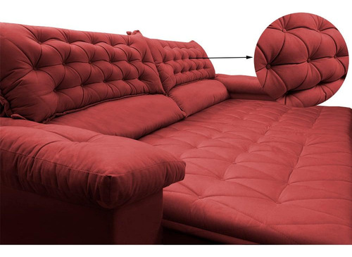 Sofá Retrátil Reclinável 2,52m Cama Inbox Alemanha. Velusoft Cor Vermelho