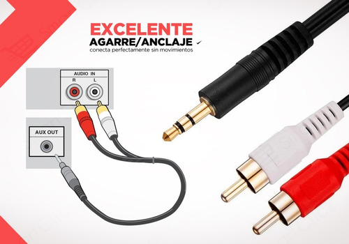 Imagen 5 de 10 de Cable Rca Miniplug Audio Auxiliar Macho 3,5 Mm 1.5 Mts 2x1